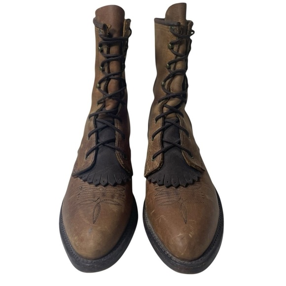 Vintage Abilene Boot Co  Women’s Brown Leather Western Lace Roper Boots - Picture 2 of 9
